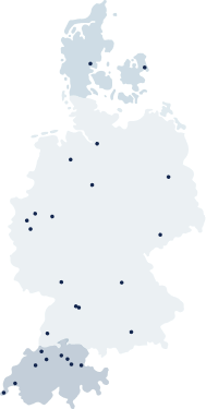 Deutschlandkarte mit Standorten von Fischer Kälte Klima